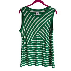 CABI 'Amelia', Style #5758, Green Striped Ladies Sleeveless Top, S
